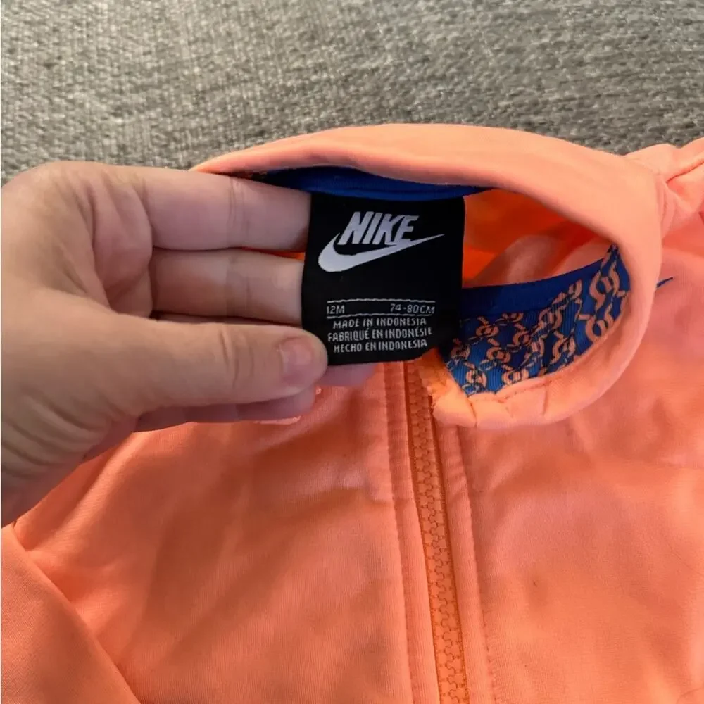 Nike Baby Girl 12M Outfit | Orange Blue Athletic Two-Piece Set - Picture 3 of 7